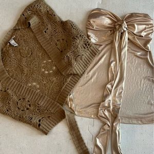 Party time a great gold top and a mini blouse to go it if you like.